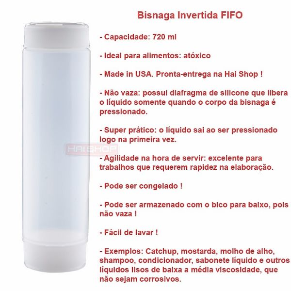 2 Bisnaga Invertida Fifo 720ml Molho Calda Tempero Foodtruck